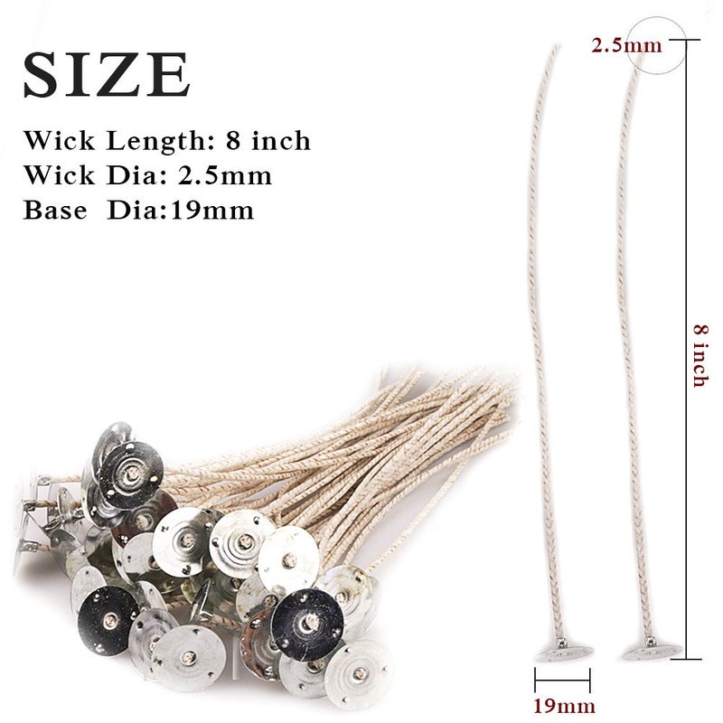 EricX Light 100 Piece 8 inch Soy Wax Candle Wick, Cotton and Paper Interwoven core, Large, for Candle Making, Candle DIY - Image 2